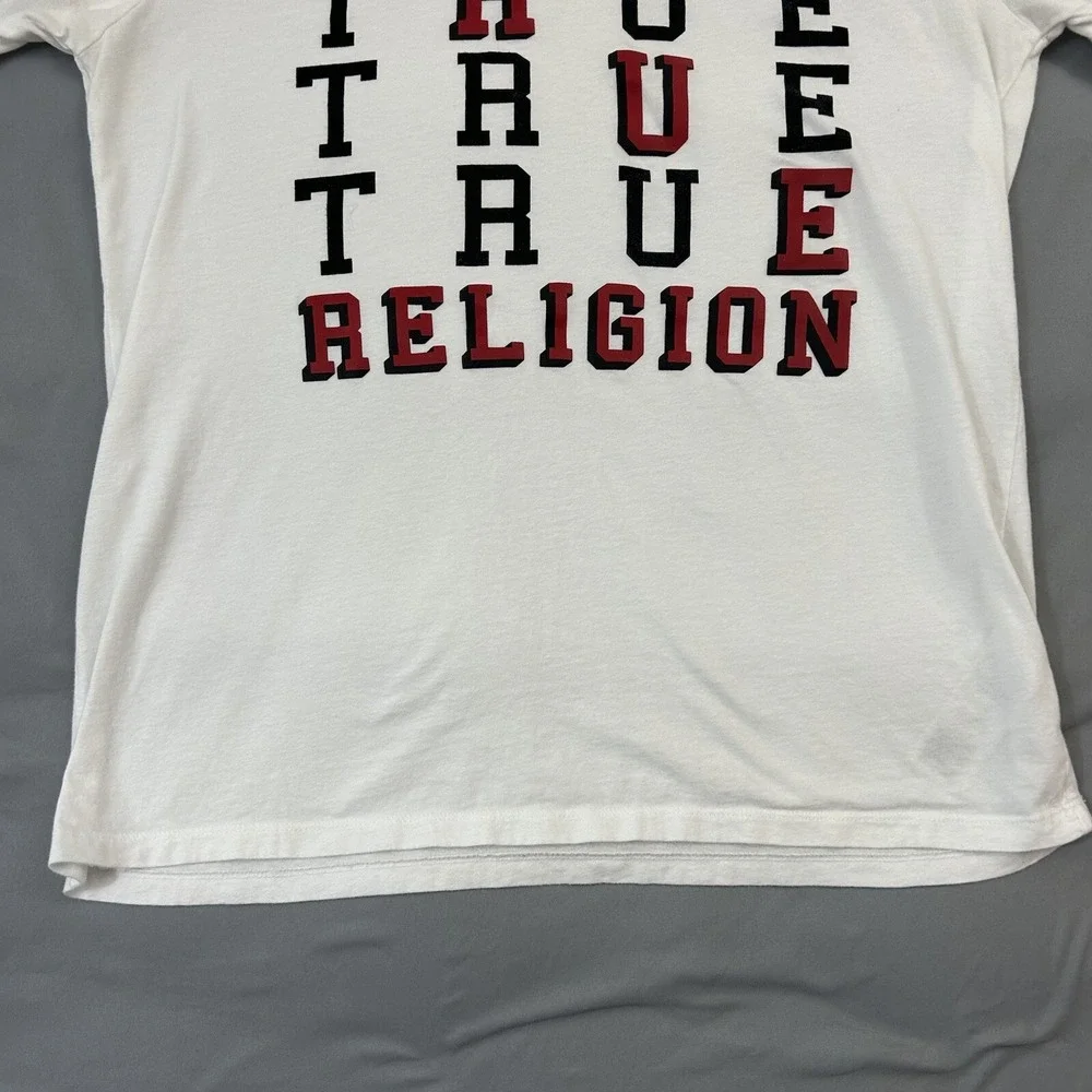 True‎ Religion T-Shirt Men's White Large Cotton Graphic Print Short Sleeve Stack